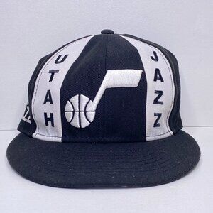 Utah Jazz NBA Hat Cap Black White Logo New Era Fitted Size 7
